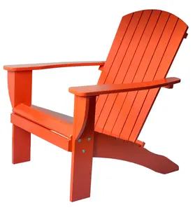 RSI RSI-AC-OR-T Riverstone Solid Cedar Adirondack Extra Wide Chair with build in bottle opener & matching folding table - Orange