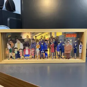 Detective Conan Figure animation peripheral three-dimensional painting family photo 3-speed LED solid wood picture frame ornament
