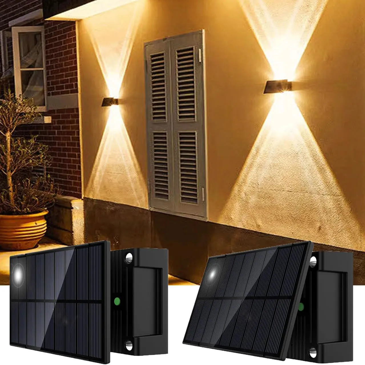 Outdoor Waterproof Wall Lights Decorative Wall Lamp LED Solar Illuminated Wall Lamp Up and Down Illuminate Home Garden Porch Yard Decoration Outdoor Garden Lighting
