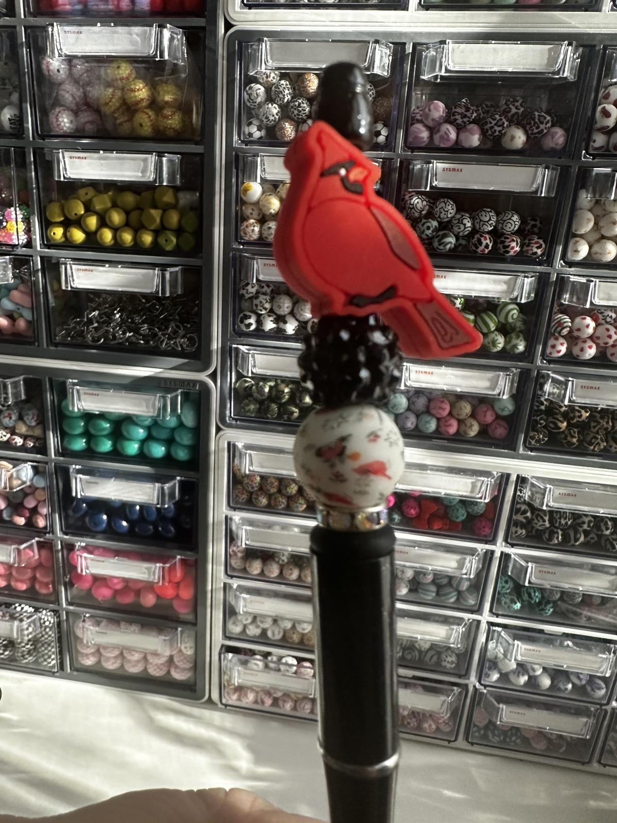 Cardinal Bird Black Pen - Writing Tool for Office and School