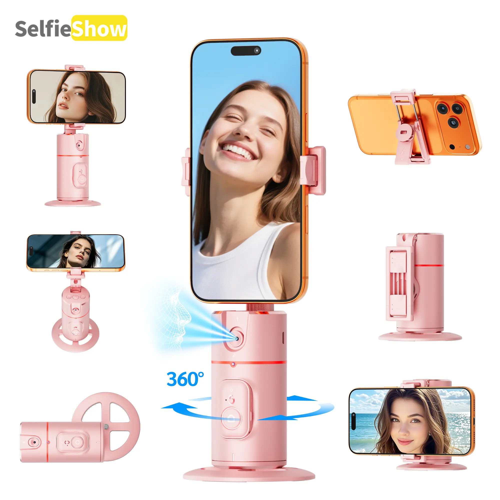Auto Face Tracking Phone Holder, 360° Auto Tracking Gimbal with Gesture Control & Bluetooth Remote, No App Needed for TikTok Vlog Video Recording，tiktokshopstockup