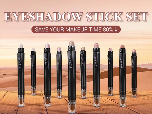【Restock】Buy LUXAZA  Eyeshadow Stick get erybrows free | Neutral Shimmer Matte Brown Metallic Cream Smudge-proof & Waterproof Eye Brightener Long-Lasting Eyeshadow Pencil Crayon Set Makeup Cosmetic #SummerWins #DealsForYouDays