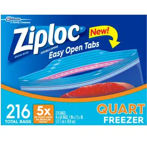 Ziploc Double Zipper Freezer Bags - Quart - 4/54 Count