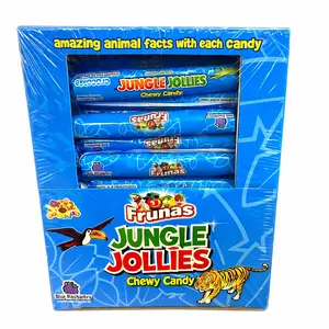 Jungle Jollies Blue Raspberry Chewy Candy - 48-Piece Box, Individually Wrapped, Low Fat, Tropical Fruity Twist Snacks