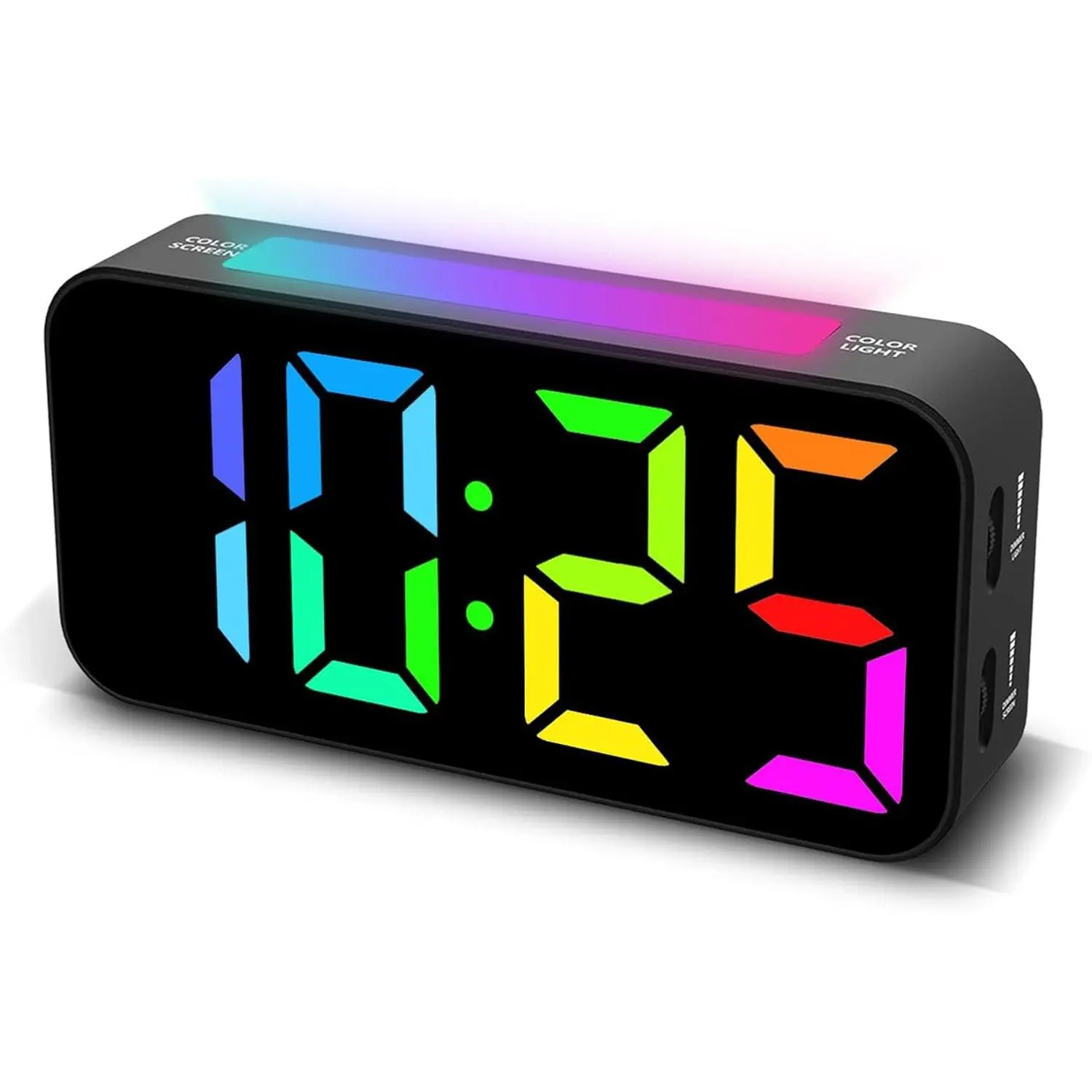 Loud Alarm Clocks for Bedrooms Heavy Sleepers, Plug-in Digital Bedside Clock with RGB Night Light, Large Display, Dual Alarm, Snooze, Dimmable, 3 Volumes for Gifts