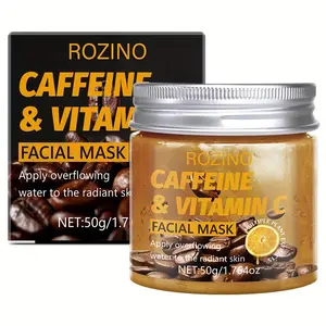 【Ten pack is cheaper】ROZINO Caffeine & Vitamin C Facial Mask 50g/1.76oz for Hydrated Radiant Skin with Overflowing Water Application