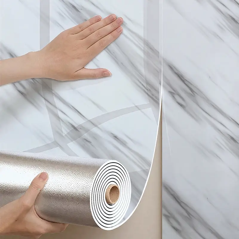 Ultra-Thick Self-Adhesive Waterproof Wall Sticker Roll, Oilproof Bathroom Wallpaper, Kitchen & Living Room Decor, Easy Peel & Stick Application, Marble Backsplash Wallpaper, Stick And Peel Wallpaper