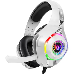 RGB Light Gaming Headset for PC & Ps5, Wired Headphone with Built-In Mic, Noise-Cancelling, 3.5mm USB Plug, Deep Bass Stereo Sound, PC Headsets