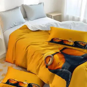 Minions-themed three-piece bedding set (1 duvet cover + 2 pillowcases, no filling) - durable material, easy-care fabric, a top choice for holiday shopping.