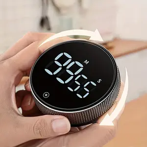 Multifunctional round timer, positive countdown timer, Battery-powered (3 No. 7 batteries), LED large-screen design, timing function, adjustable 3-speed silent mode, front and rear rotation, suitable for cooking, baking, Kitchen, classroom, sports