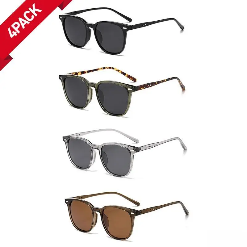 Women's Sunglasses 4-Pack, Trendy Square Polarized Frames in Tortoiseshell & Natural Colors, Ultra Light Eyewear with UV Protection, Sunglasses For Women, Womens Sunglasses, Accessories For Women