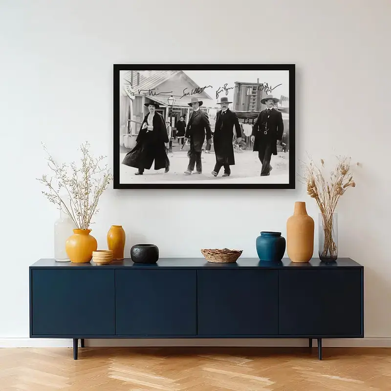 [UNFRAME] Vintage Tombstone Movie Poster - Wyatt Earp, Doc Holliday & Earp Brothers Walking Scene, Classic Western Home Decor Wall Art Aesthetic Print