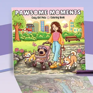 Pawsome Moments Coloring Book, 1 Count    Cute Paw Illustrations Creative Coloring & Doodling Art Notebook, Pet Theme Adult Coloring Book, Art Sketchbook