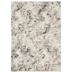 212 MAIN 10x13 ft. Rectangle Low Pile Contemporary Area Rug, Ivory Gray Black Beige & Tan Modern Abstract Print, Polyester Fiber Power Loom, Stain Resistant, Industrial Look, Indoor Use, Contemporary Rugs, Low Pile Rug