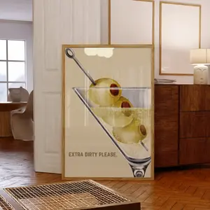 Dirty martini print |         bar cart print |         cocktail  art |         UNFRAMED, posters with a positive aura used to create a room aesthetic, colorful halo posters, and energy  art. letterpress Decor Box wall funny animal