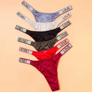 CHENGDEFA 6-pack Women's  letter rhinestone thongs, soft, comfortable and breathable underwear, suitable for daily wear, sports, and four-season multi-pack underwear size for S-XL Panties Womenswear