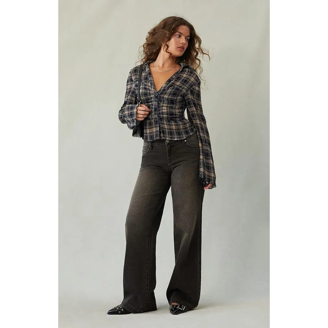 Pacsun Women's Casey Low Rise Baggy Jeans Black Tinted Pacsun Women's Casey Low Rise Baggy Jeans Black Tinted