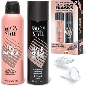 Hair Spray Flask 2 Pack (16 oz Total) - Hidden Alcohol Travel Flasks for Women - Secret Liquor Containers for Nightclubs, Festivals, Cruises, and Sports Events – Includes Funnel & Spout