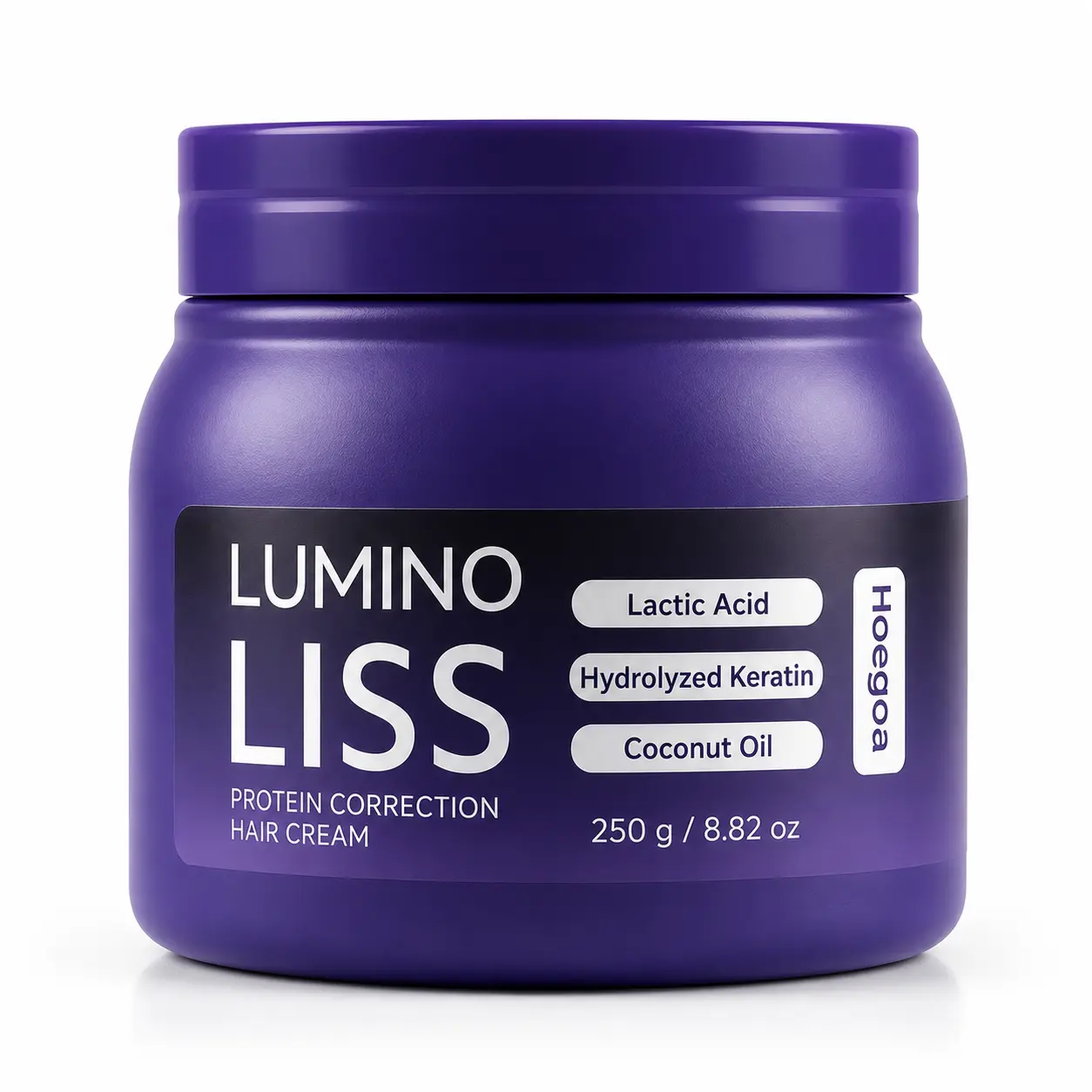 Protein Smoothing Hair Cream 250g with Hydrolyzed Keratin, Lactic Acid & Coconut Oil – At-Home Frizz Control, Deep Conditioning and Straight-Look Hair Care for Dry, Damaged and Unruly Hair