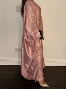 Metallic Butterfly Abaya - Pink
