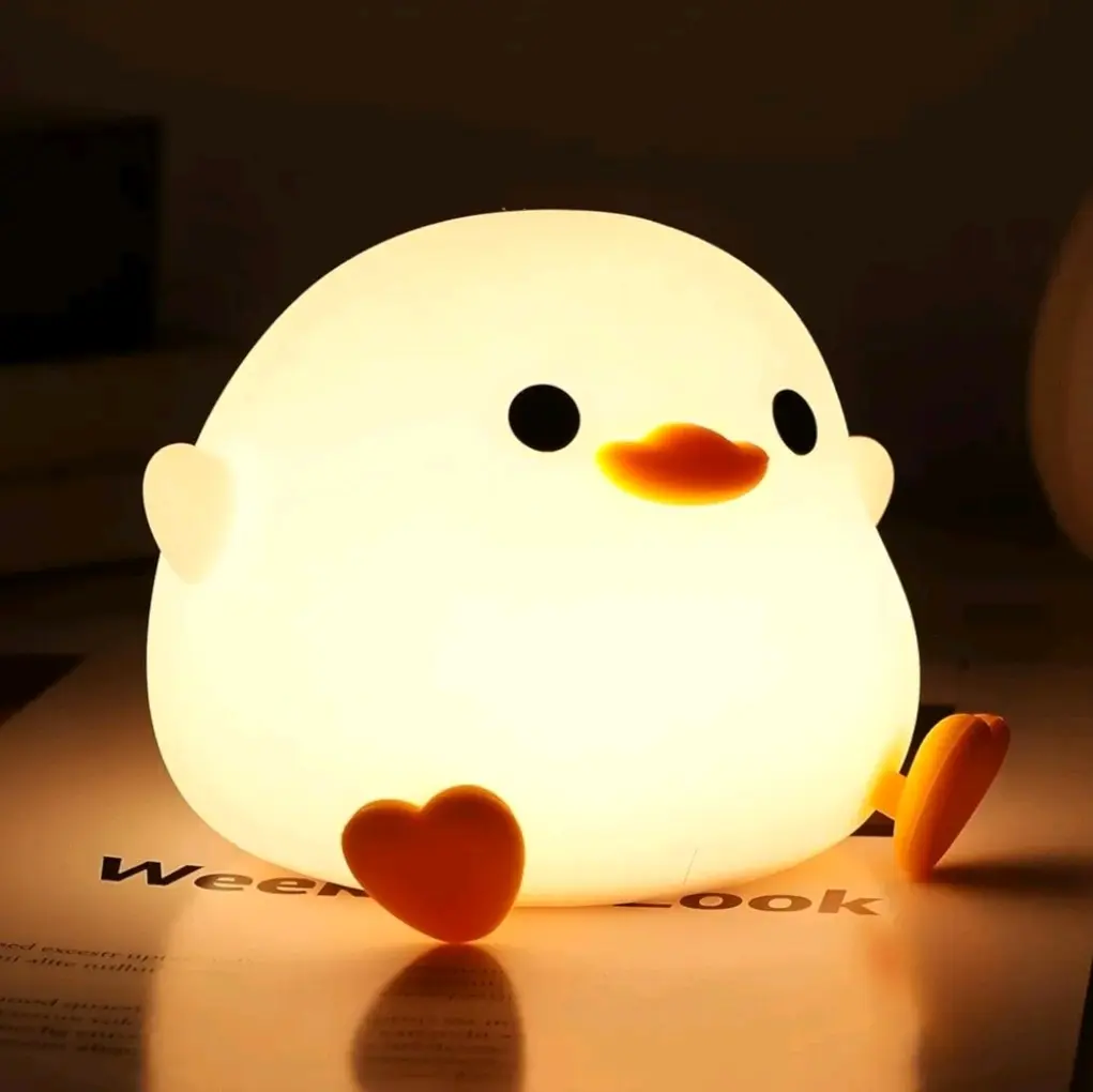 Baby Benson Cute Bean Duck Night Light - Soft Silicone Material, Adjustable Brightness, 20-Minute Timer, Safe and Comfortable for Children