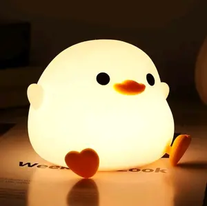 Baby Benson Cute Bean Duck Night Light - Soft Silicone Material, Adjustable Brightness, 20-Minute Timer, Safe and Comfortable for Children