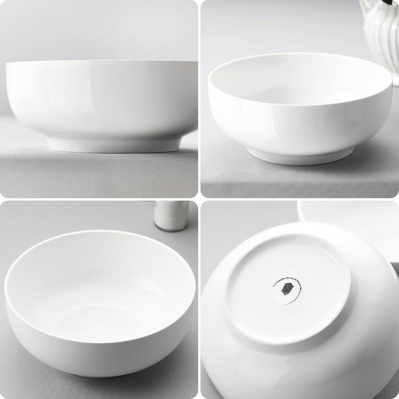 Large Serving Bowls - 60 OZ (8") Salad Bowls Set of 2, White Mixing Bowls for Kitchen, Soup, Pasta and Dinner, Large Salad Bowls Set, Dishwasher & Oven Safe, Series REGULAR Large Serving Bowls - 60 OZ (8") Salad Bowls Set of 2, White Mixing Bowls for Kitchen, Soup, Pasta and Dinner, Large Salad Bowls Set, Dishwasher & Oven Safe, Series REGULAR