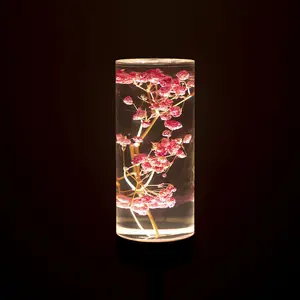 New preserved flower acrylic table lamp, LED creative night light, bedroom bedside lamp, decorative ornament.
