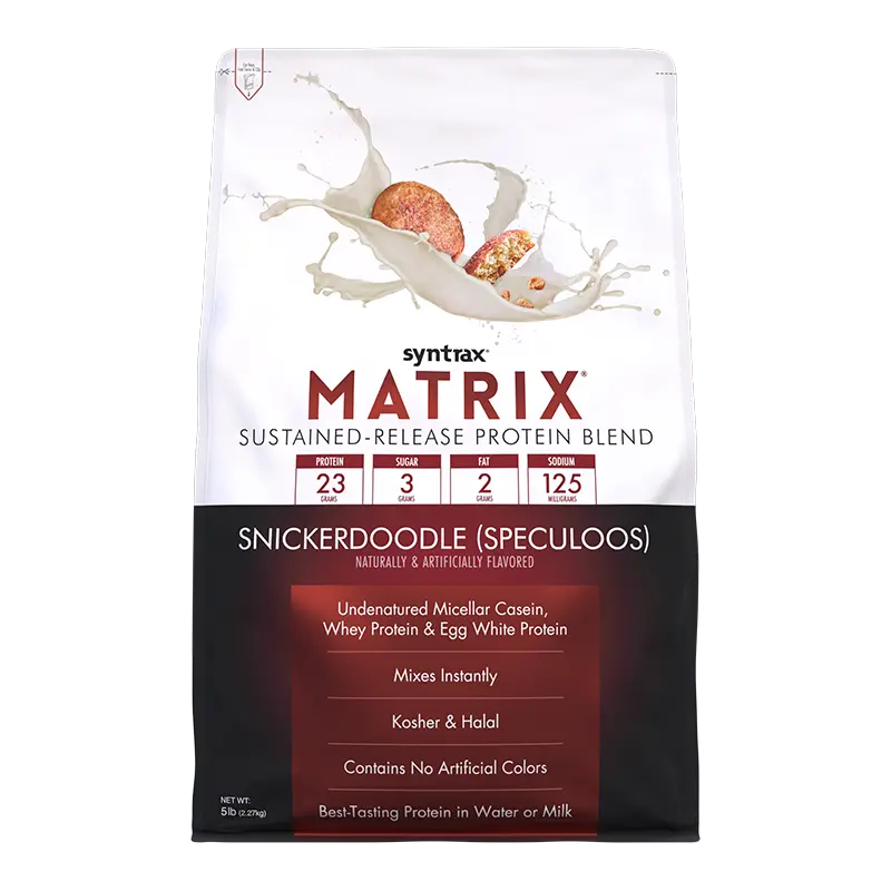 Syntrax Nutrition Matrix, Sustained-Release Protein Blend, Snickerdoodle 5 lbs  Undenatured Micellar Casein & Whey Blend for Easy Mixing
