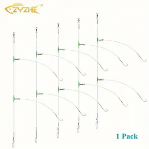 Double Straight Handle Hook Fishing Group, 1 Count 1/0# Nylon Pre-tied Rig for Sea Fishing, Premium Beach Casting Shore Fishing Hooks for Flounder, Whiting, Bass, Fishing Equipment, Fishing Supplies