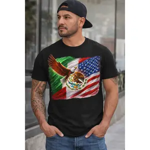 Mexican American Eagle Flag T-Shirt | USA Mexico Flag Design