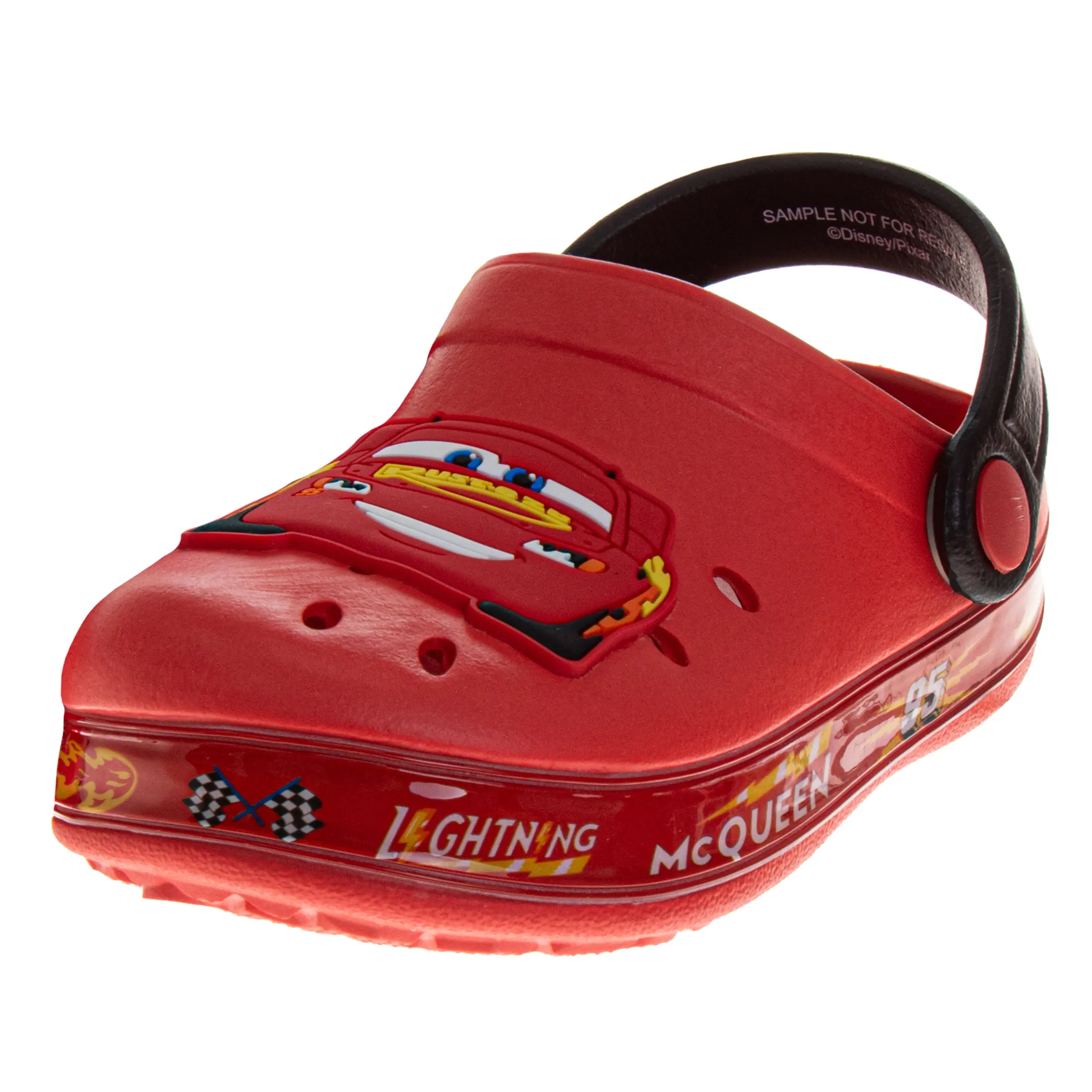JOSMO KIDS Toddler Boys' Lightning McQueen Non-Slip Slip-On Rubber Clog Sandals with Back Strap, for Beach & Pool, PU Rubber Footwear, Non Slip Sandals
