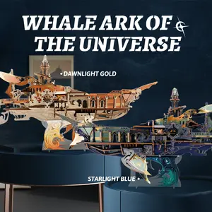 Whale Ark of the Universe Two-color Options Fantasy Magic Whale Ship Wooden Model Kit 3D Puzzle Spacecraft DIY Craft Birthday Gift for Kids & Adults Perfect for Halloween Christmas SQ-52-13