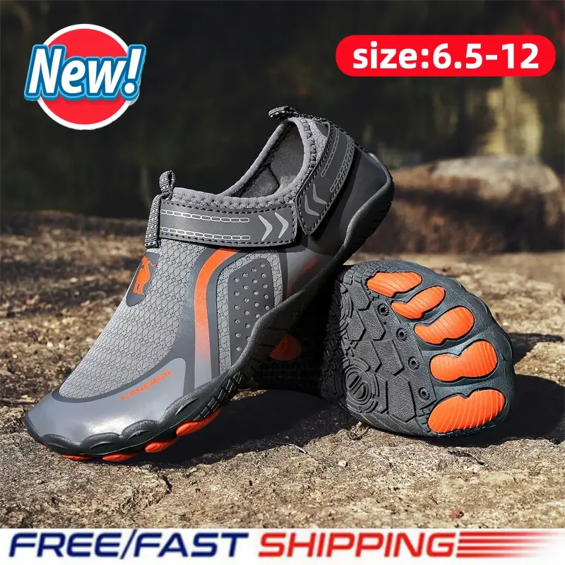 Men's Wading Shoes, Five-toe Barefoot Water Shoes, Low-cut Design, Made with Breathable Fabric and Durable Soles, Suitable for Outdoor Swimming, Fishing, Surfing, Hiking, Rock Climbing, Beach Sports, Beach Volleyball, Gym Workouts, and Yoga in Spring