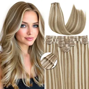 Wignee Clip in Hair Extensions Real Human Hair 18 inch 120g/4.2oz Seamless Clip in Hair Extensions for Women Genius Weft Hair Extensions 8pcs Blonde/Ash Blonde/Black Remy Hair Extensions