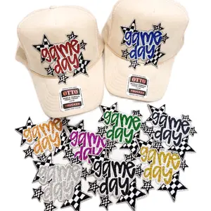 Game Day Checkered Star Sequin Glitter Patch