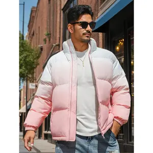 Men'S Gradient Hooded Jacket, Loose Warm Trend Long-Sleeved Collar Jacket, Winter Gifts