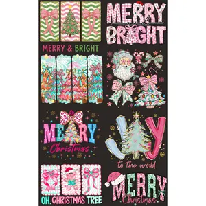 MERRY & BRIGHT (5) PREMADE GANGSHEET - 22X36 DTF TRANSFERS - DIRECT TO FILM