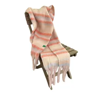 Scarf female autumn winter retro cute soft unisex premium knit fabric festive crimson color versatile student knitted scarf to protect cervical spine thickened warm