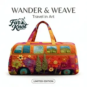 Unisex bohemian quilted travel tote bag, lightweight and stylish. Casual crossbody shoulder bag perfect for daily outings, short trips and weekend getaways, with a relaxed hippie-inspired look.