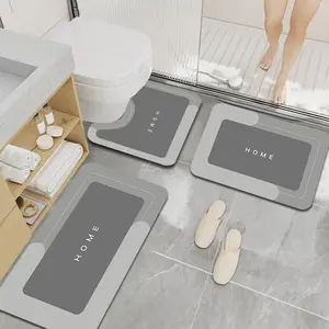 Non-Slip Bathroom Mat 1 Set of 3 Pcs Water Absorbent Rug for Bathroom Livingroom Kitchen Laundry Home Decor Hygienic Environment Restroom Accessories Super Absorbent Non Stick Mat Silicone Rubber bathroom floor mat tapetes para baño nonslip quick dry