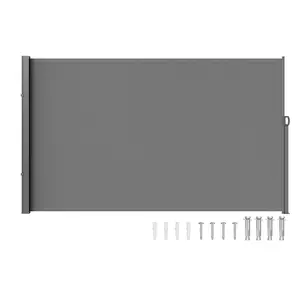 TikTokShopBlackFridayVEVOR Retractable Side Awning, 63''x 118'' Outdoor Privacy Screen, 180g Polyester Water-proof Retractable Patio Screen, UV 30+ Room Divider Wind Screen for Patio, Backyard, Balcony, Gray