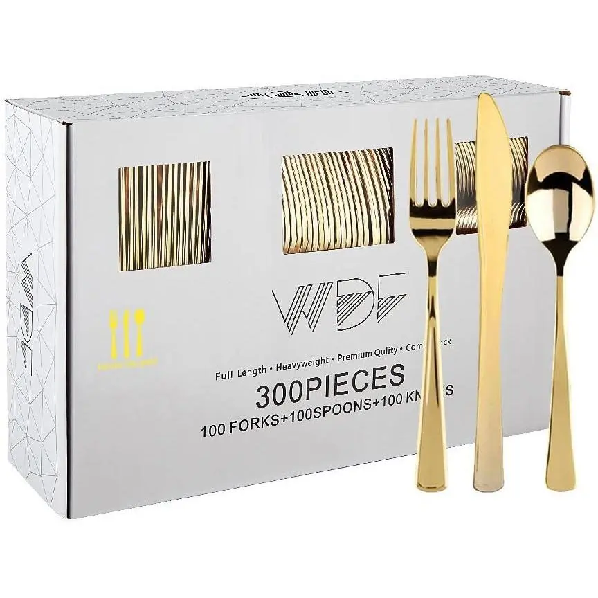 300 count  Plastic Silverware - Heavy Duty Disposable  Cutlery Set Plastic  Silverware Set Plastic Includes 100 Forks, 100 Spoons, 100  for Party