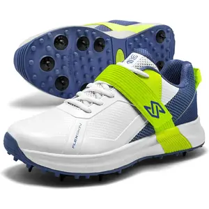 S60Pro Cricket Spike Shoes - Metal Replaceable Spikes, Strap & Easy-Clean FlexSkin, Ultralight Insole Cushioning for Professional Players