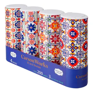 CarsonWorks Car Tissues Cylinder Paper Napkin Tissue Container Fit for Car Cup Holder Bulk for Bathroom Travel Party Car 4 Packs 200 Sheets Total 3 Ply Soft Thick Absorbent
