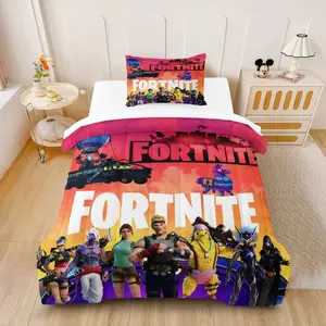 Fortnite-Themed Quilt And Comforter Set (Includes 1 Quilt And 1-2 Pillowcases), Essential For Gaming Enthusiasts, Perfect For Decorating The Bedrooms Of Teenagers And Gamers