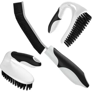 Scrub Brush Set, Heavy Duty Scrub Brushes Crevice Cleaning Brush with Stiff Bristles, 3 Different Brushes Included for Household Use, Grout, Tile, Bathroom, Kitchen, Bathtub, Floor