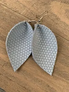 Baby Blue Mini Honeycomb Leather Earrings