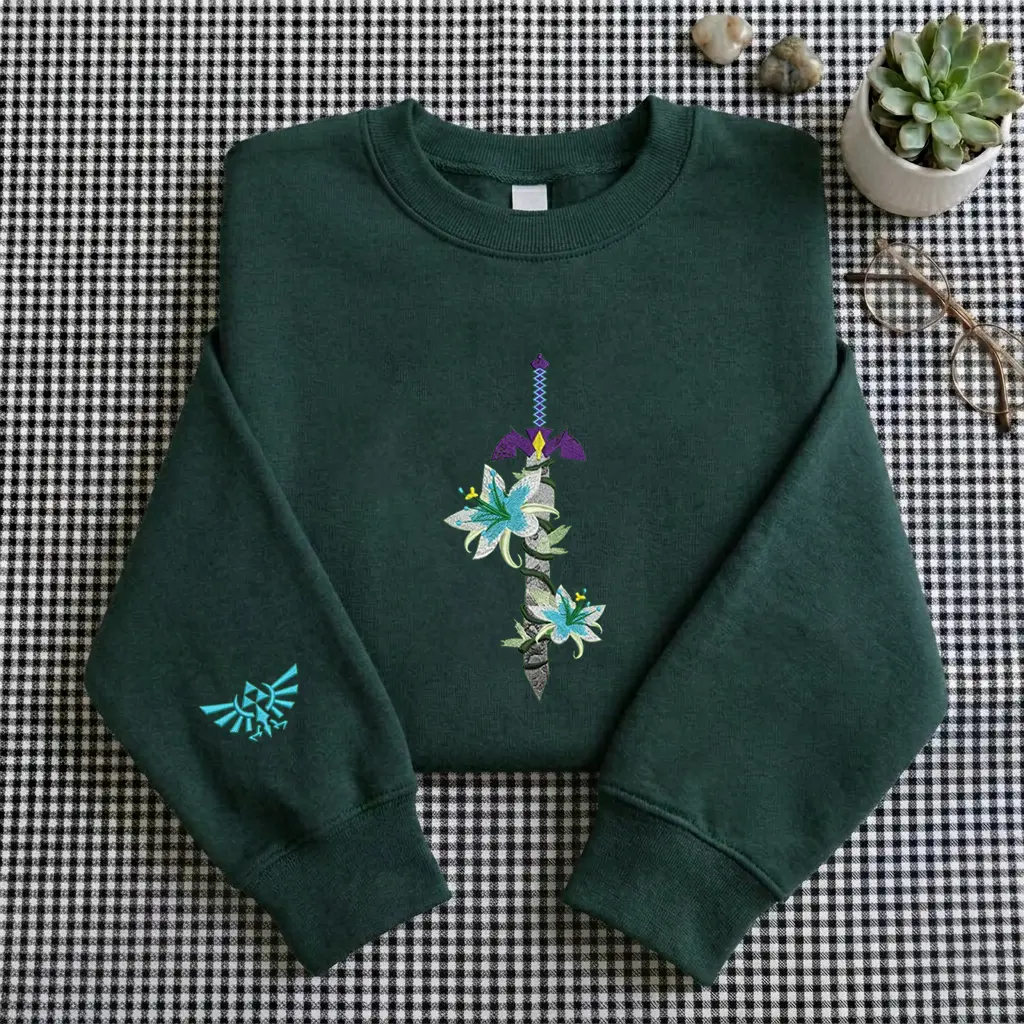 Zel..da Embroidered Hoodie and Sweatshirt, Hylian Crest Hoodie, Tears of the Kingdom Gamer Gift for Nintendo Fans