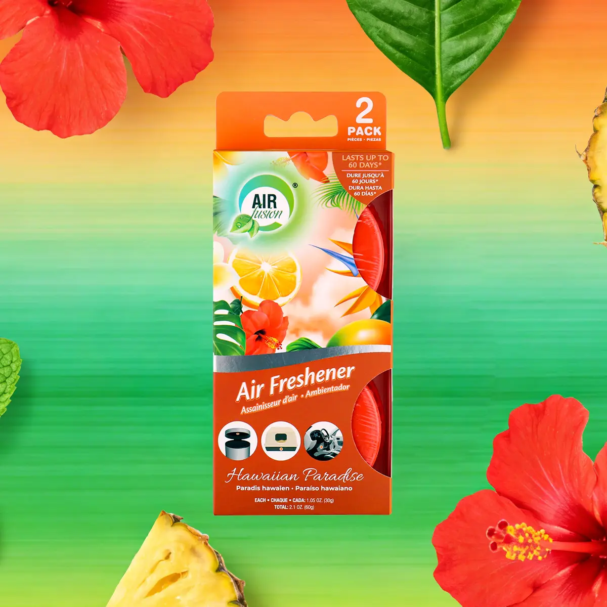 AIR FUSION Scented Bathroom Deodorizer Gel Stick-On Fragrance Air Freshener - Adjustable Intensity Aroma, 2.1 Oz 1 Pack, Odor Eliminator & Blocker, Long-Lasting Freshness, Multiple Scent Options, Fragrance Gels & Blocks